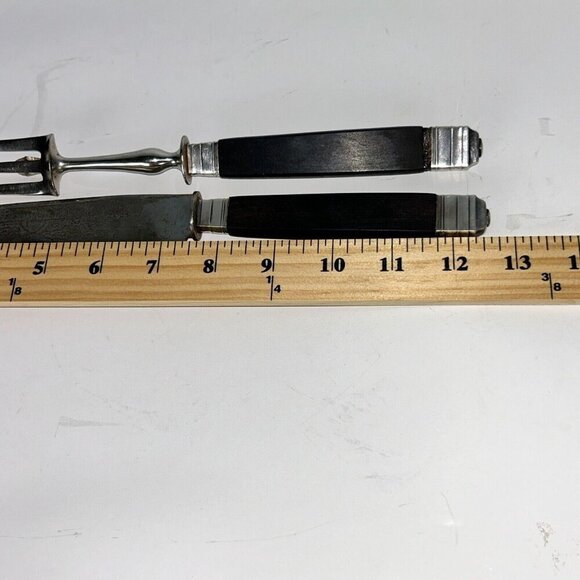 French Paris Silverplate RARE Ebony Two-Piece Carving Set Fork w/ Stand & Knife - Picture 16 of 16